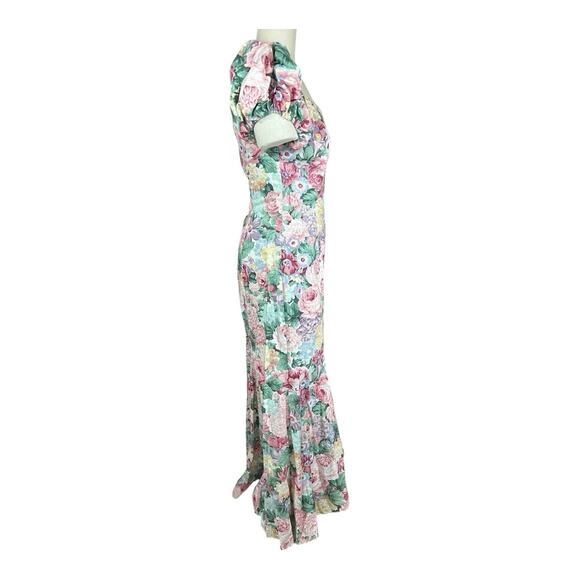 Vintage Jessica McClintock Cottagecore Long Dress Floral Rose Cotton 9/10 Small - Picture 3 of 10